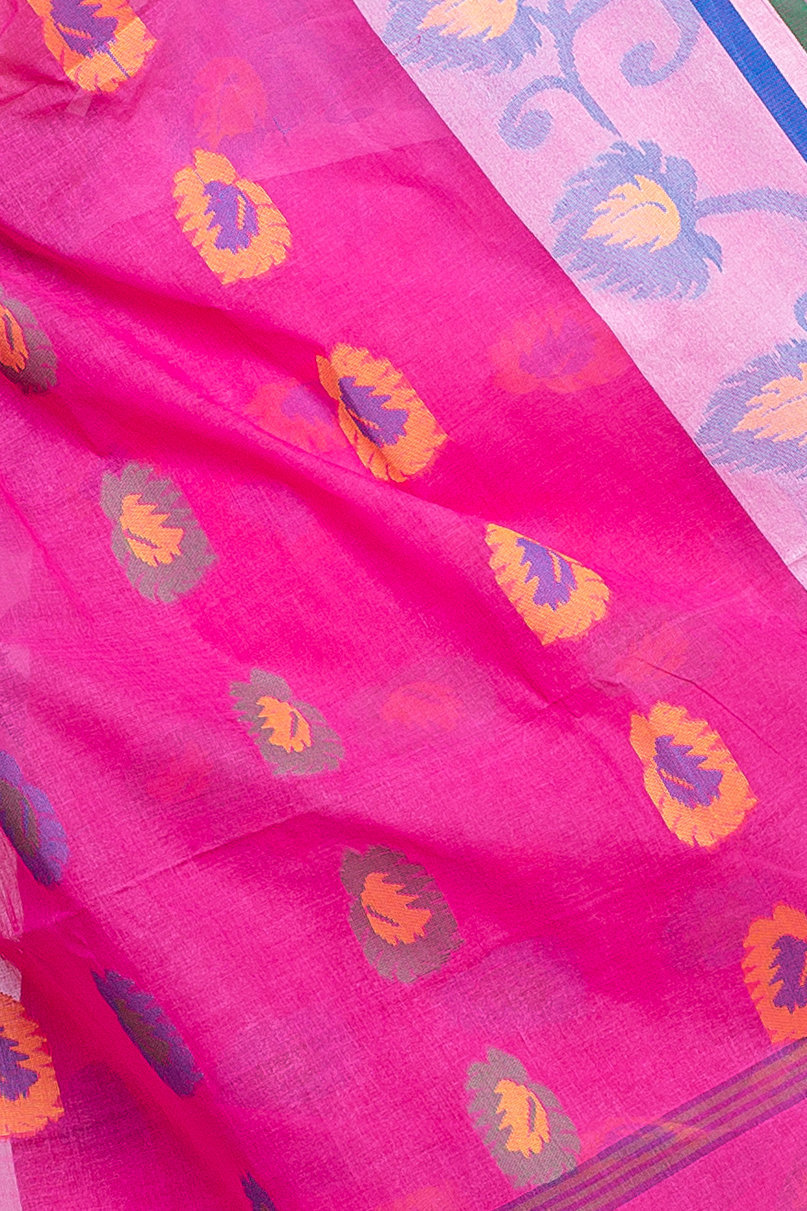 Pink Pure Cotton HapChaka Tant Saree (886)